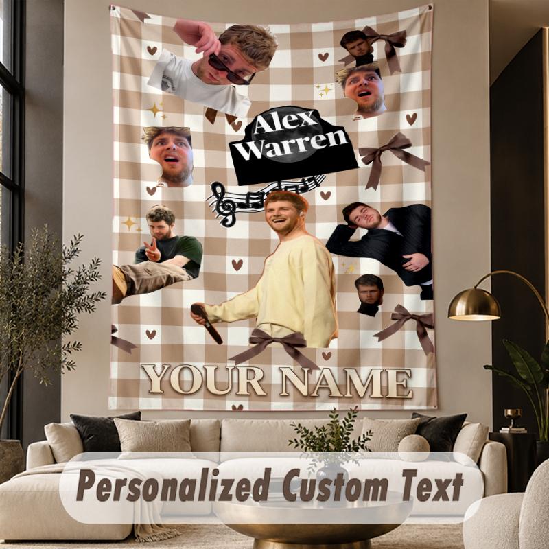 Custom Text Printed Tapestry Alex Warren Pattern Large Wall Hanging Indoor Room Decor