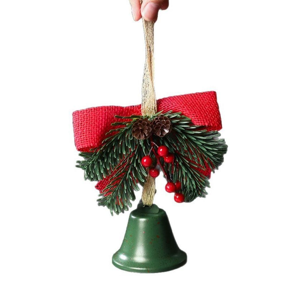 Artificial Pine Christmas Bell Pendant Metal Home Christmas Decoration New Year Supplies