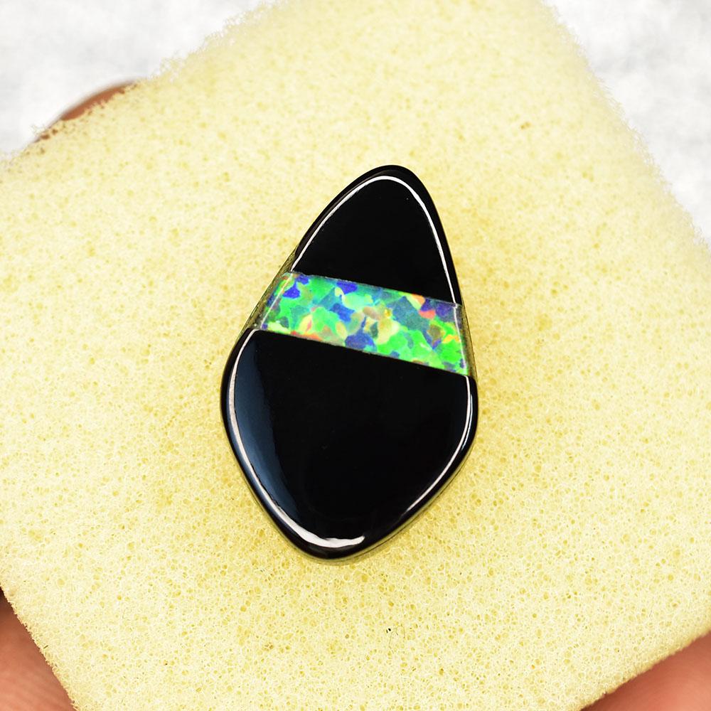 Lab-Created Black Opal Loose Gemstone Oynx 19.4 ct Fancy for Her/Him October Birthday Birthstone