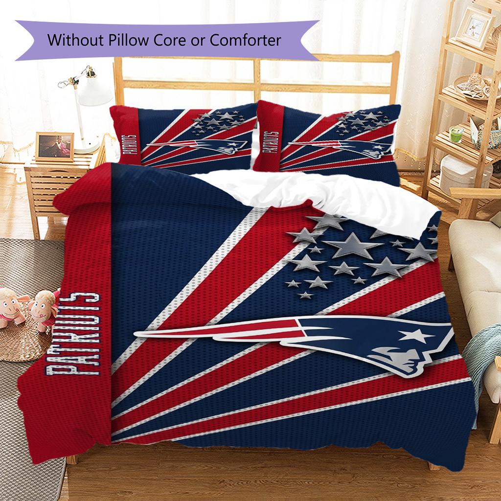 New England Patriots Logo Pattern Bedding Set Quilt Cover Pillowcase Home Decor Gift (1 * duvet cover + 2 * pillowcase, without co