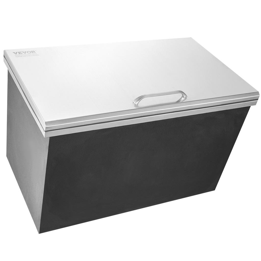 VEVOR Drop in Ice Chest, 24"L x 20"W x 15"H Stainless Steel Ice Cooler, Commercial Ice Bin with Hinged Cover