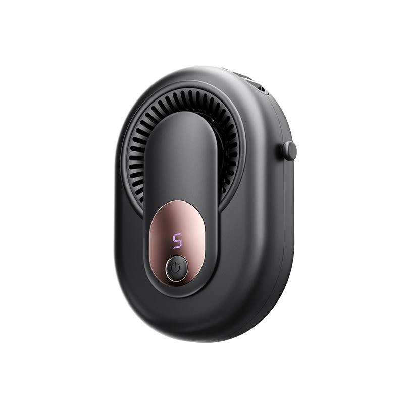 Multi-functional portable neck-hanging outdoor mini waist-mounted fan, rechargeable, low noise, digital display, small fan