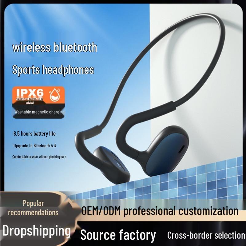 Bluetooth-спортивная гарнитура с воздушной проводимостью: Водонепроницаемый, Потостойкий, Дизайн с ушным крючком, Долгое время работы от аккумулятора