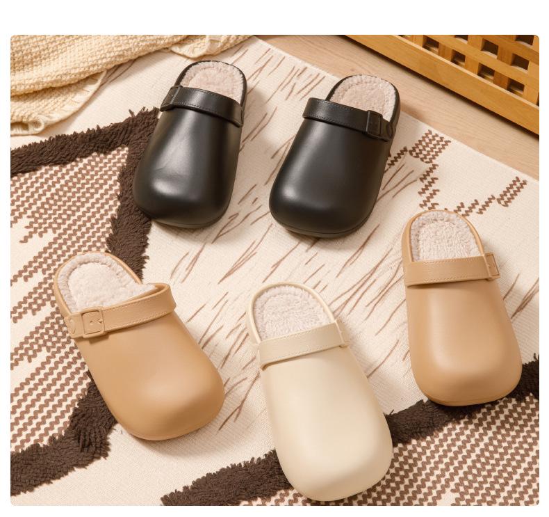 Женские и мужские водонепроницаемые нескользящие домашние хлопковые тапочки - Простые, с закрытым носком, теплые для зимы, подходят для пар