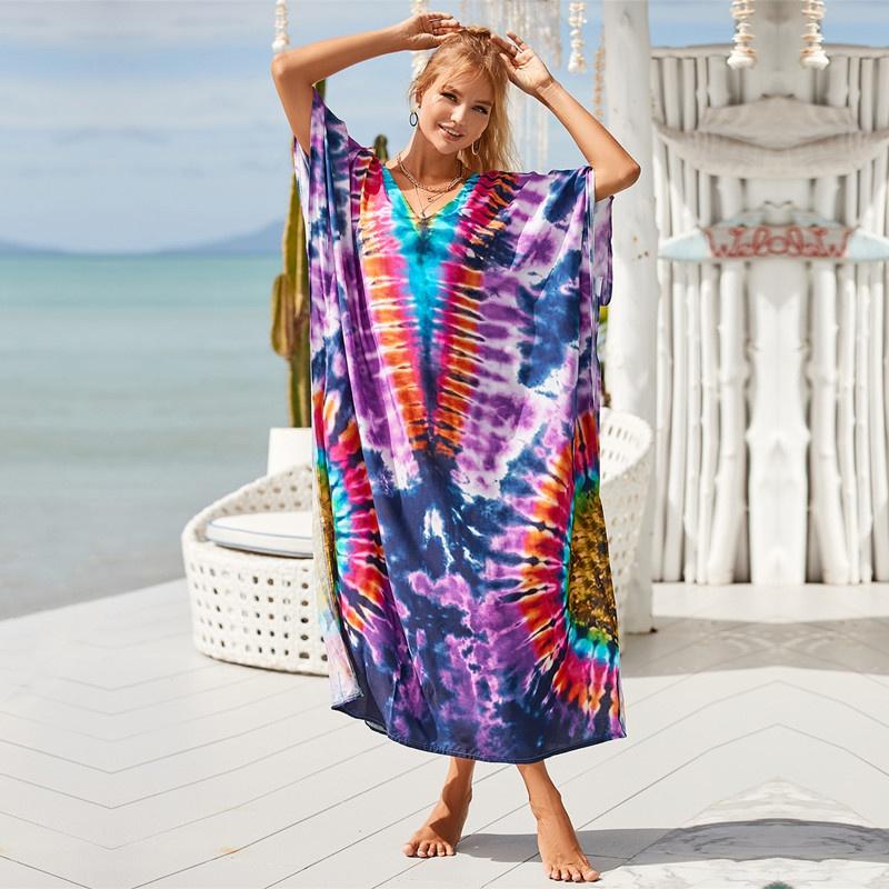 Cotton Long Beach Dress Cover-Ups for Women Pareo De Plage Swimsuit Cover Up Beach Sarongs Swimwear Kaftan Beachwear EMA