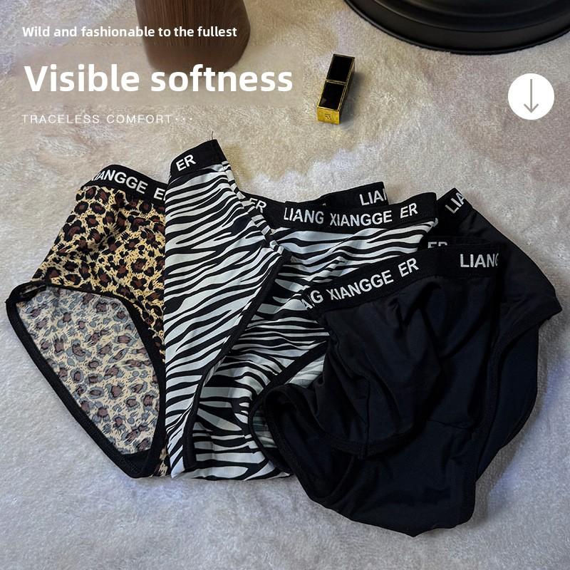 Женские весенне-летние новые сексуальные леопардовые трусы-слипы из ледяного шелка с низкой посадкой и хлопковой ластовицей