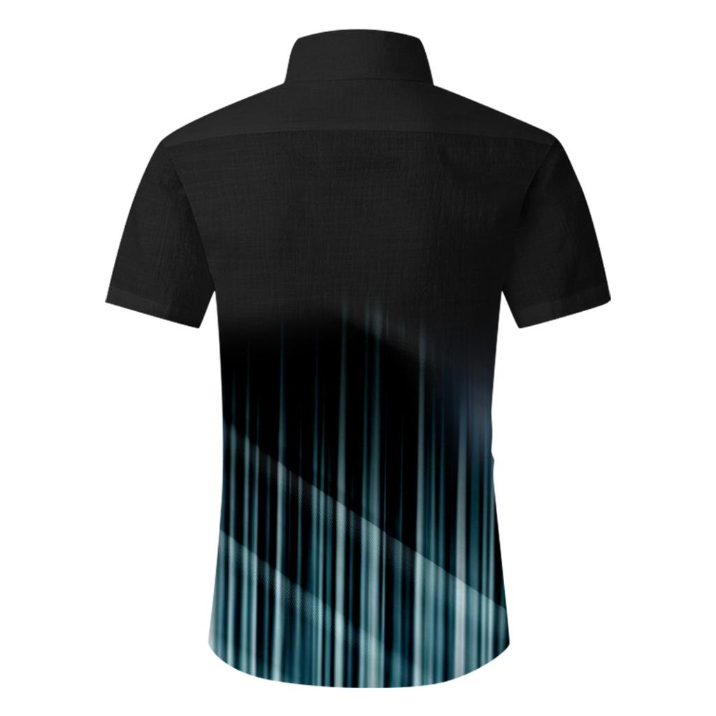 Мужская повседневная пляжная праздничная одежда с отворотом и градиентом, мужская модная рубашка