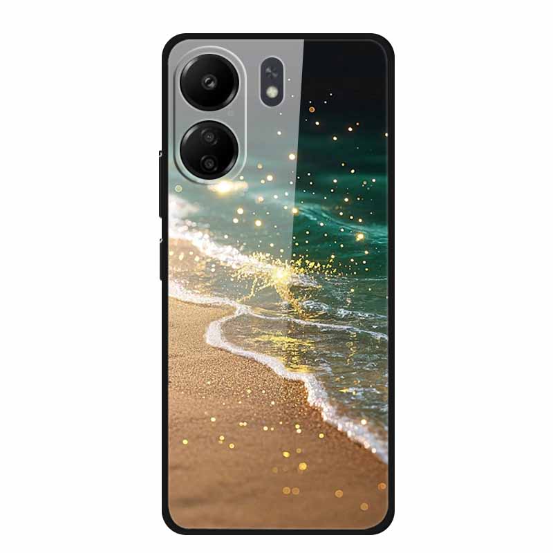 Для телефона Redmi 12C 13C 11A Чехол Закаленное Стекло Жесткая Крышка для Xiaomi Redmi 12 C 13 C 11 A Оболочка Цветы Разноцветные Задние Чехлы