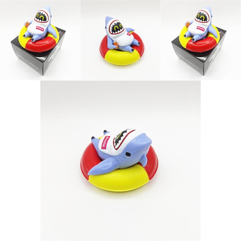 Cute Shark Pool Float Toy Model For Car Decor And Computer Accessories Case