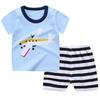 Комплект из 2 предметов в полоску для маленьких детей, футболка с короткими рукавами для мальчиков и девочек, костюм с шортами, летняя мультяшная хлопковая одежда
