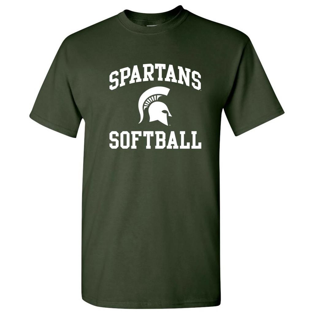 Michigan State Spartans Arch Logo Softball T Shirt - Forest