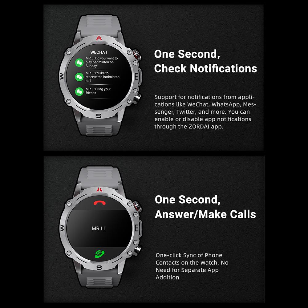 1,5-дюймовые мужские спортивные смарт-часы с синим зубом, компас, IP68, водонепроницаемый браслет с ЭКГ и функцией NFC