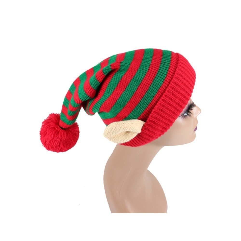 Warm Christmas Beanie Contrast Color Funny Party Headwear Elf Knit Hat Gathering
