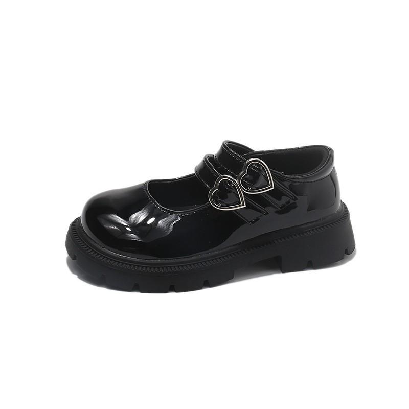 Girls Black Leather-Like Flat Shoes School Formal Performance Comfortable Soft Sole Kids Dress