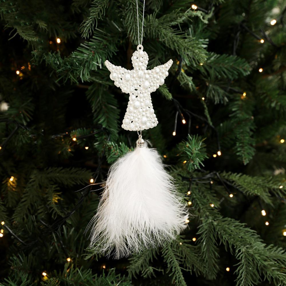 Delicate Christmas Tree Feather Pendant Plastic Christmas Hanging Decoration Window Decor