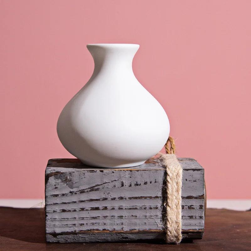 INS Flower Vase Decoration Ceramic Small Vase White Crafts Flower Bottle Living Room CeramicThe Nordic Minimalist Style