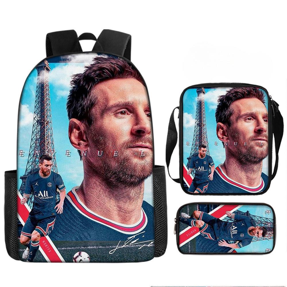 Мультяшный Месси Футбольная Печать Детский Рюкзак на Двойных Плечевых Лямках Для Использования в Школе