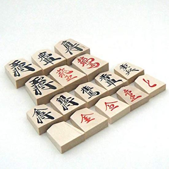 Wooden Shogi Set with 2 Original Aromatic and Brightly Colored Japanese Cypress Tabletop Joint Shogi Board and Pressed Shogi Pieces P-made Netsuke,