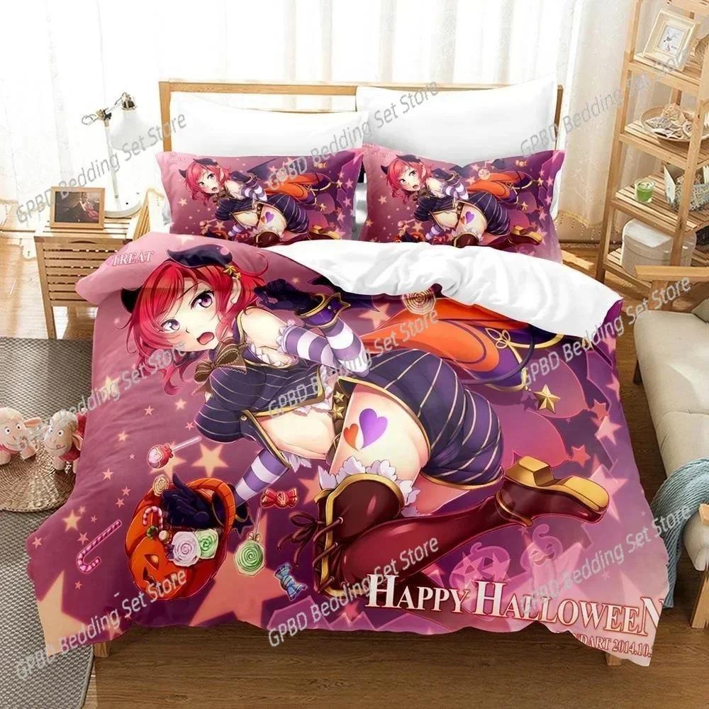 Роскошный Новый 3D Принт Аниме Каваи Девочки Love Live! Комплект постельного белья Односпальный Полуторный Двуспальный Кинг-сайз Комплект для кровати Взрослый Детский Спальня