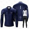 Men Women Thermal Fleece Cycling Set Long Sleeve Bib Pants Road MTB Winter Outdoor Sports