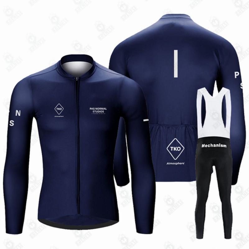 Men Women Thermal Fleece Cycling Set Long Sleeve Bib Pants Road MTB Winter Outdoor Sports