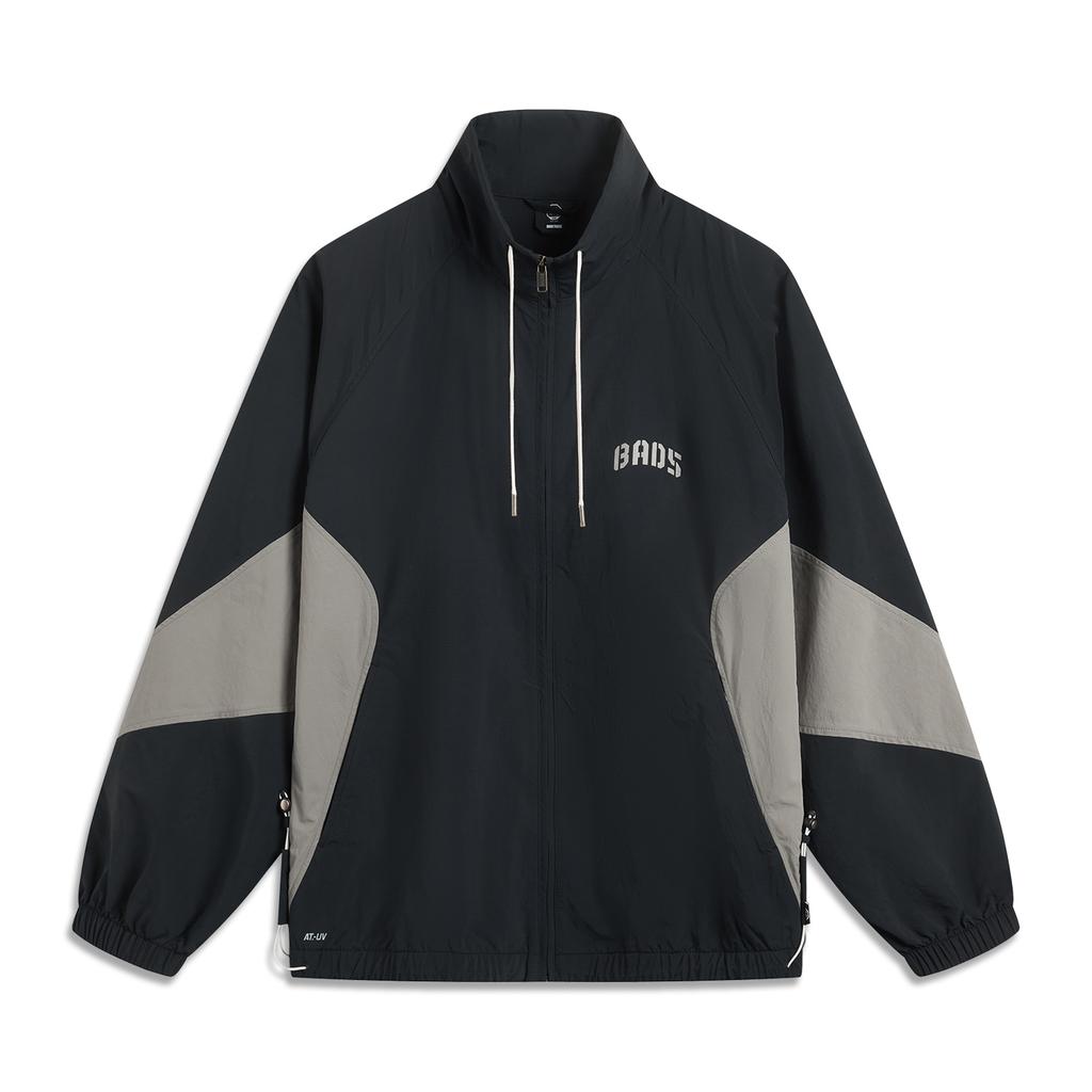 Li Ning Удобная Повседневная Простая Свободная Куртка с Воротником-стойкой на Молнии Мужская Куртка Черная AFDV127-3