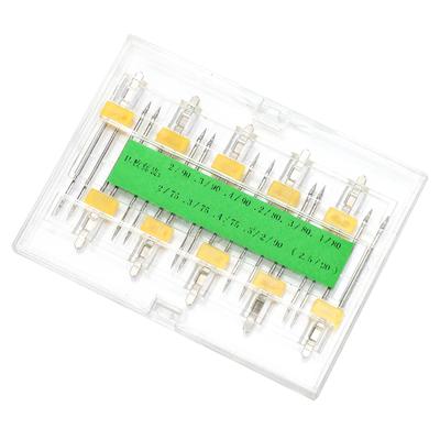10 шт. двойных игл, несколько моделей, двойные штифты с пластиковой коробкой для бытовой швейной машины
