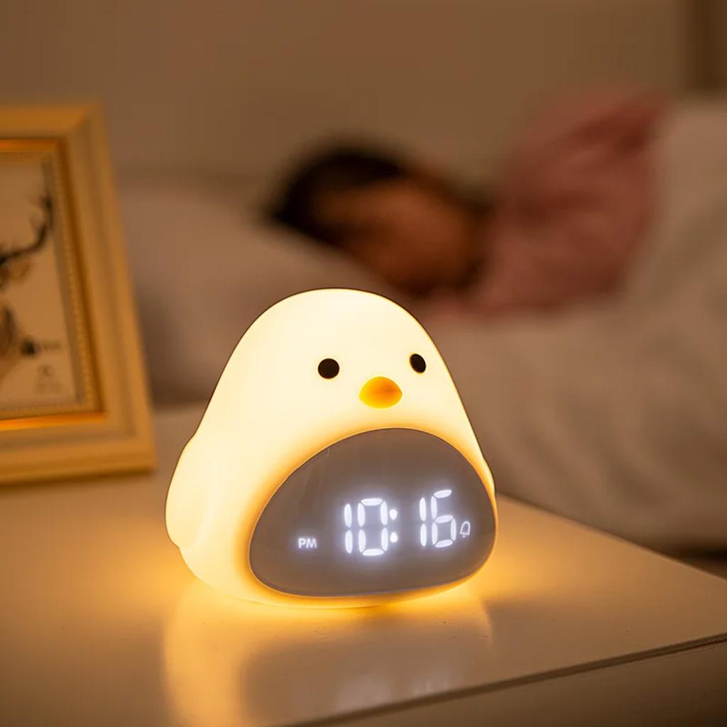 Новый милый мультяшный C2 Time Bird ночник-будильник - силиконовый USB прикроватный светильник со светодиодом - очаровательный подарок для детей и младенцев