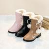 Girls' Winter Thick and Warm Children's Snow Boots, Medium High School Girls' Princess Boots, Mid Top Boots