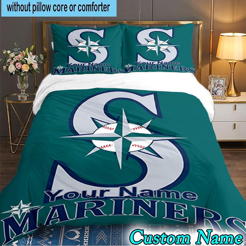 Custom Name 3PCS Seattle Logo Bedding Set,Including Duvet Cover And 2pcs Pillowcases Perfect for Bedroom,Dormitory,Fan Christmas gift