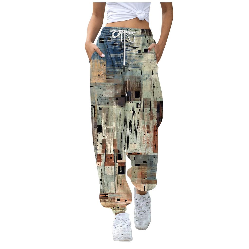Casual Print Casual Doodle Womens Drawstring Elasticated Waist Drawstring Pants