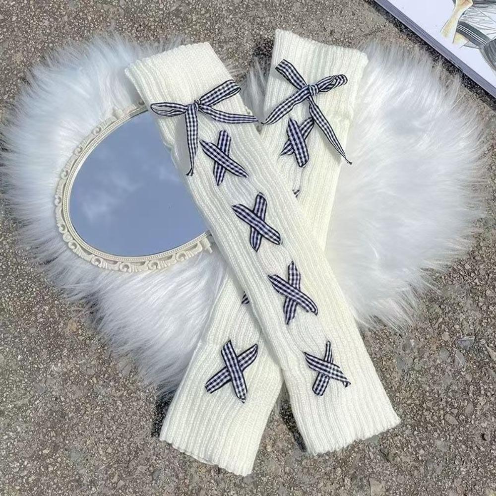 Women Autumn Winter Fingerless Gloves Kawaii Lolita Leg Warmers Trendy Knit Arm Sleeves