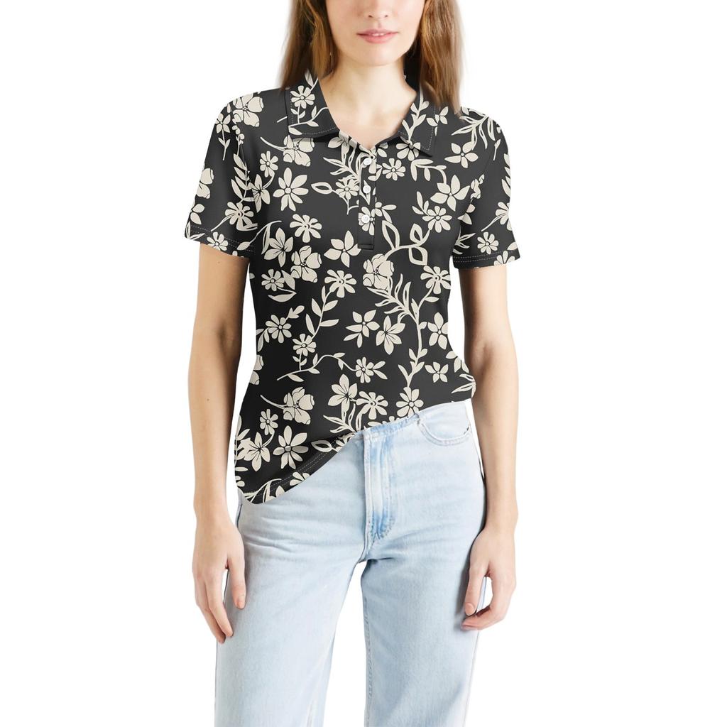 Женская мода с коротким рукавом и принтом на пуговицах