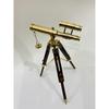 Nautical Brass Double Barrel Telescope With Wooden Tripod Stand - Vintage Navy Ship Telescope - Marine Spy Glass Telescope