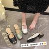 Beautiful Bag Head High-heeled Slippers Women's Summer Wear Pearl Thick Heel with Skirt Slippers