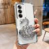 KEYSION Shockproof Plating Phone Case for OPPO Reno12 Pro 5G Clear TPU Glitter Jewelled Swan kickstand Back Cover for OPPO Reno12 5G