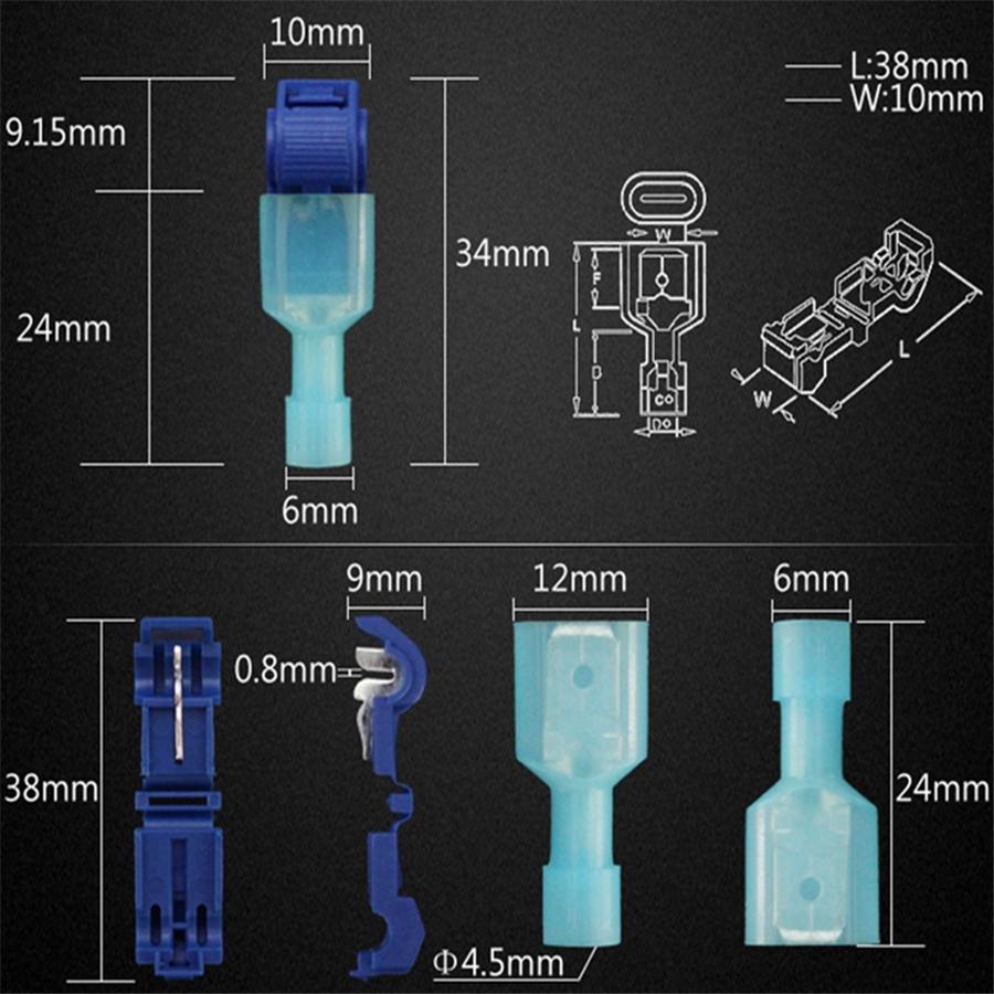 240 шт. Автомобильные 22-10AWG 3-цветные изолированные клеммы для сращивания проводов Набор Т-образных соединителей