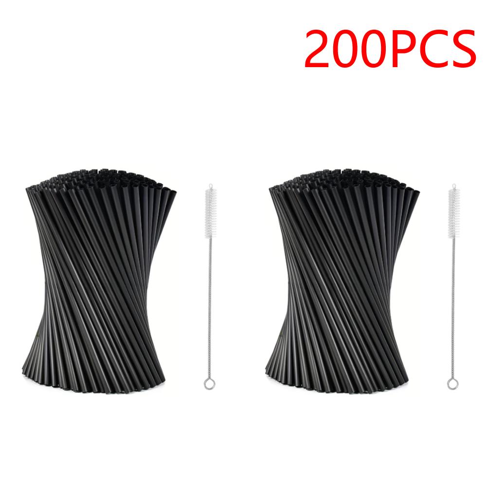 Cocktail Straw with Straw Brush Beverage Drink Tube Flexible Plastic Straw Wedding Party Supplies