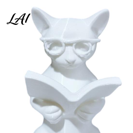 Декор стола кошка 3D-печать статуэтка для чтения с книгой и очками фигурка декор современная декоративная скульптура животного для дома офиса белая статуэтка