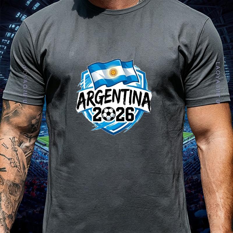 Best Seller Argentina 2026 Soccer Champion Supporter T Shirt Unisex Sun National Flag Graphic Casual Cotton Short Sleeve Tee