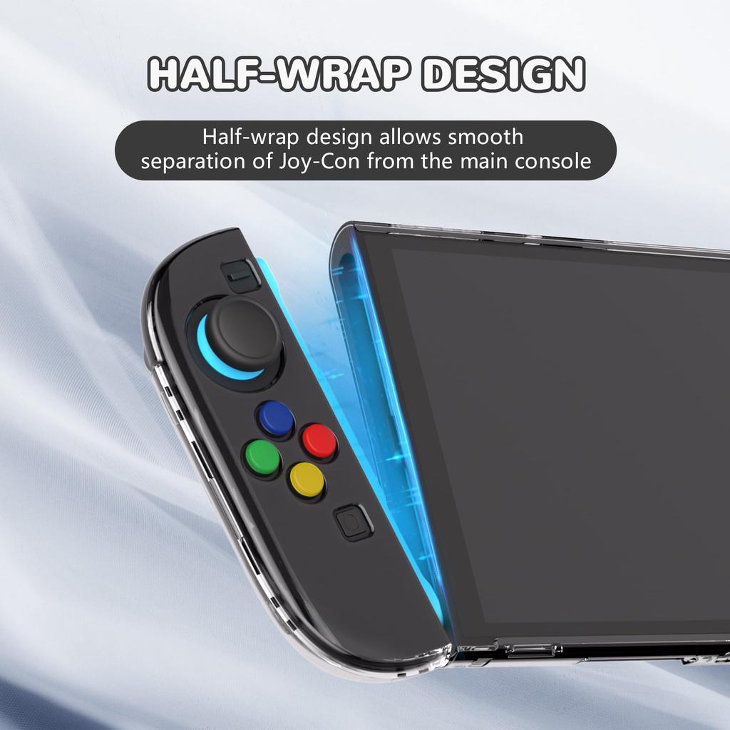 PlayVital Clear Series Clear Hard Shell Case for Switch 2 Dock Protective Cover with Folding Stand and Thumb Grips (2025), Compatible,