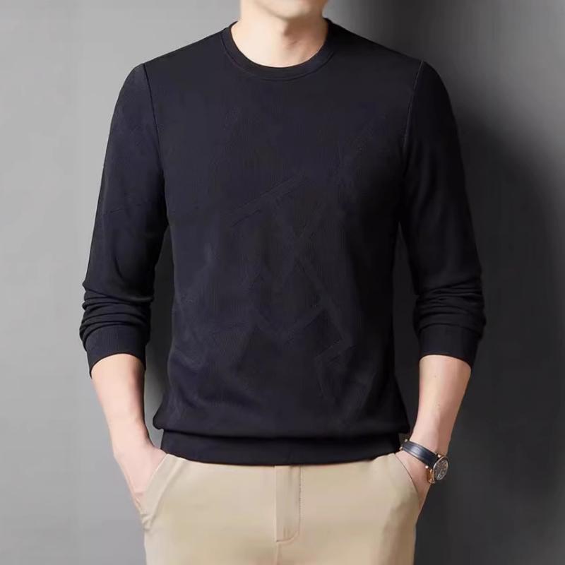 Новый мужской свитшот жаккардовый с круглым вырезом модный удобный повседневный и универсальный с длинным рукавом базовая футболка