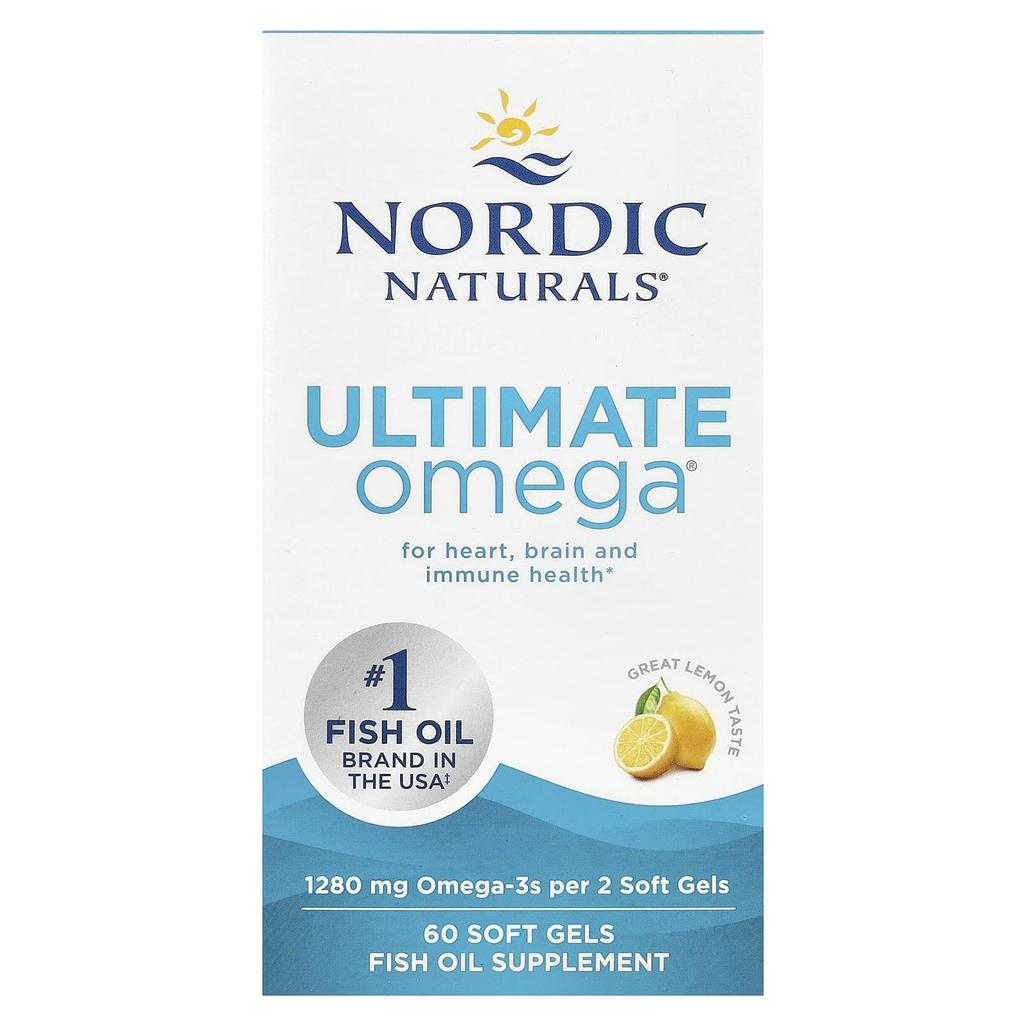 Nordic Naturals Ultimate Omega, Lemon, 1,280 Mg, 60 Softgels (640 Mg Per Softgel)