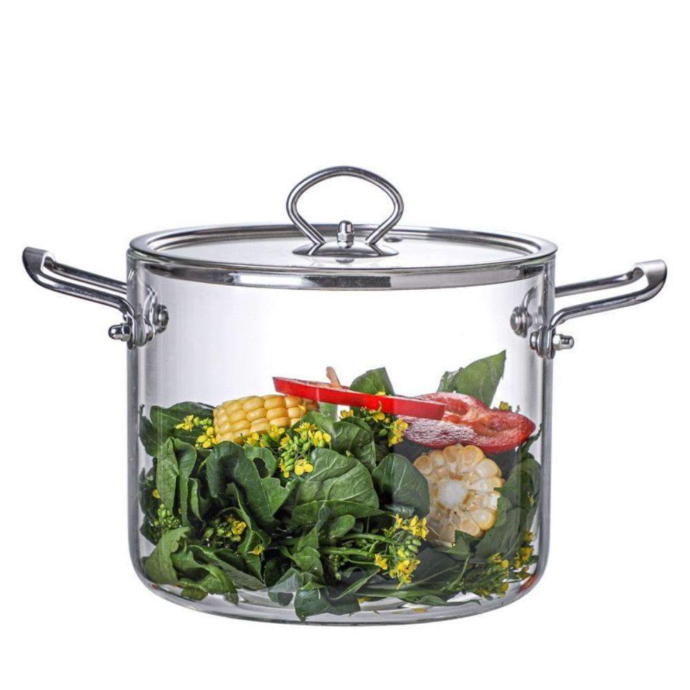 Heat Resistant Clear Cooking Pot Stainless Steel Glass Soup Pot Kitchen Cooking Tools