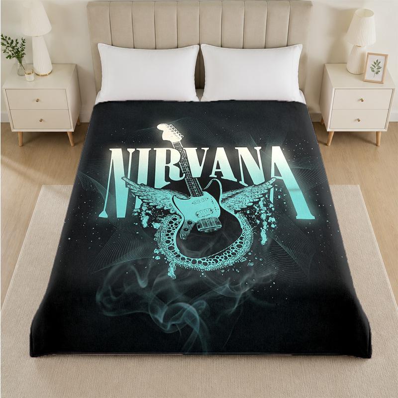 Фланелевое одеяло с принтом Nirvana, уютное, легкое, плюшевое покрывало для кровати, дивана, домашнего использования