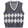 Autumn Rhombus Knitted Vest Women's Short Stacked Sleeveless Top Women's Knitted Sweater