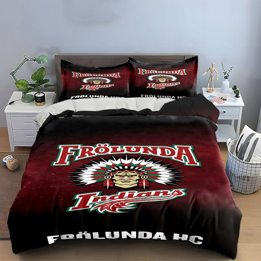 Frölunda Indians Logo Design Print Bedding Set Duvet Cover Pillowcases (1* Duvet Cover 2* Pillowcases Do Not Include Comforter)