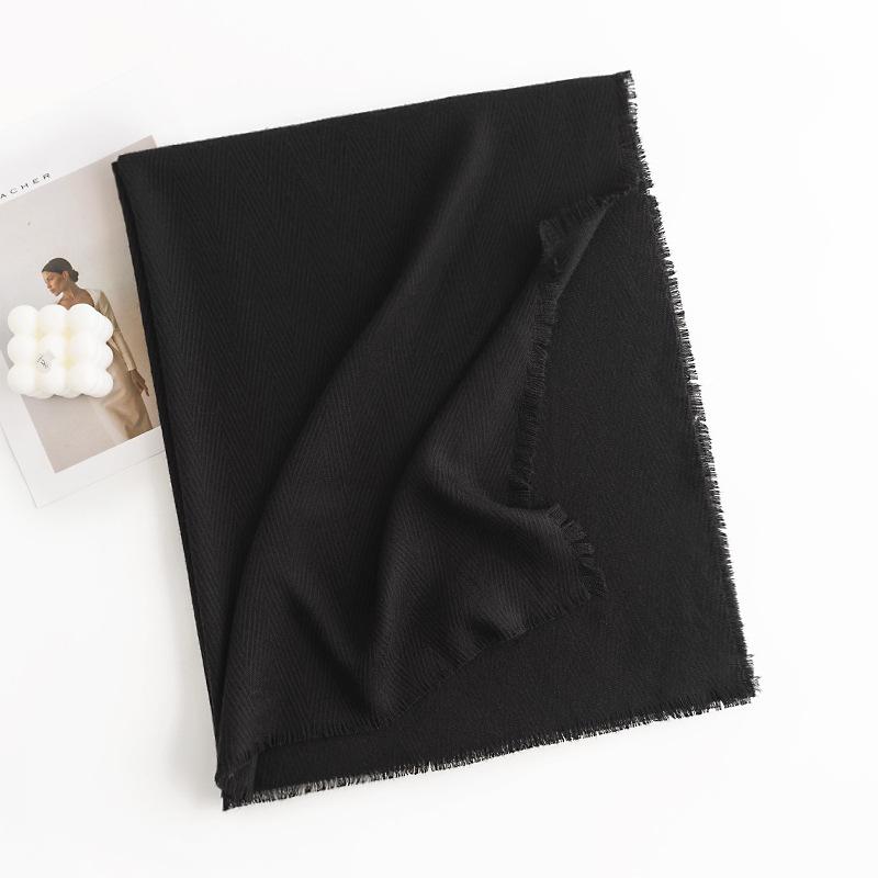 New Versatile Imitation Cashmere Scarf Herringbone Pattern Monochrome Simple Casual Tassel Warm Women's Shawl
