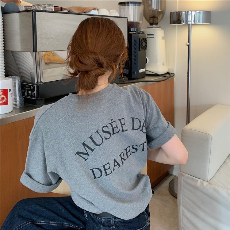 Уличный винтажный принт с буквами короткорукавные футболки для женщин летние повседневные свободные серые футболки харадзюку стритвир футболки y2k топы