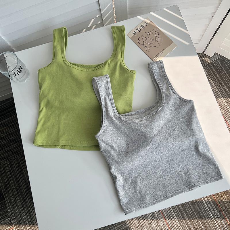 Женский летний хлопковый жилет с белым низом, подкладкой на груди, бретелькой на одно тело, безрукавкой, приталенный квадратный воротник